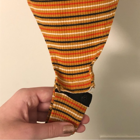 Garage Orange/Yellow Striped Ribbed Tank Top Bodysuit - Picture 3 of 5